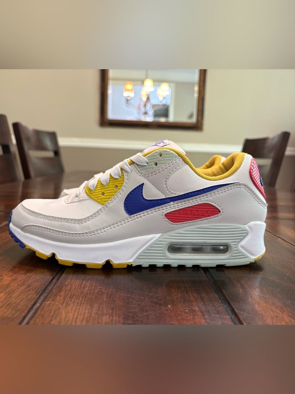 Women’s Retro Nike Air Max 90 Summit White Multicolor, US 8.5